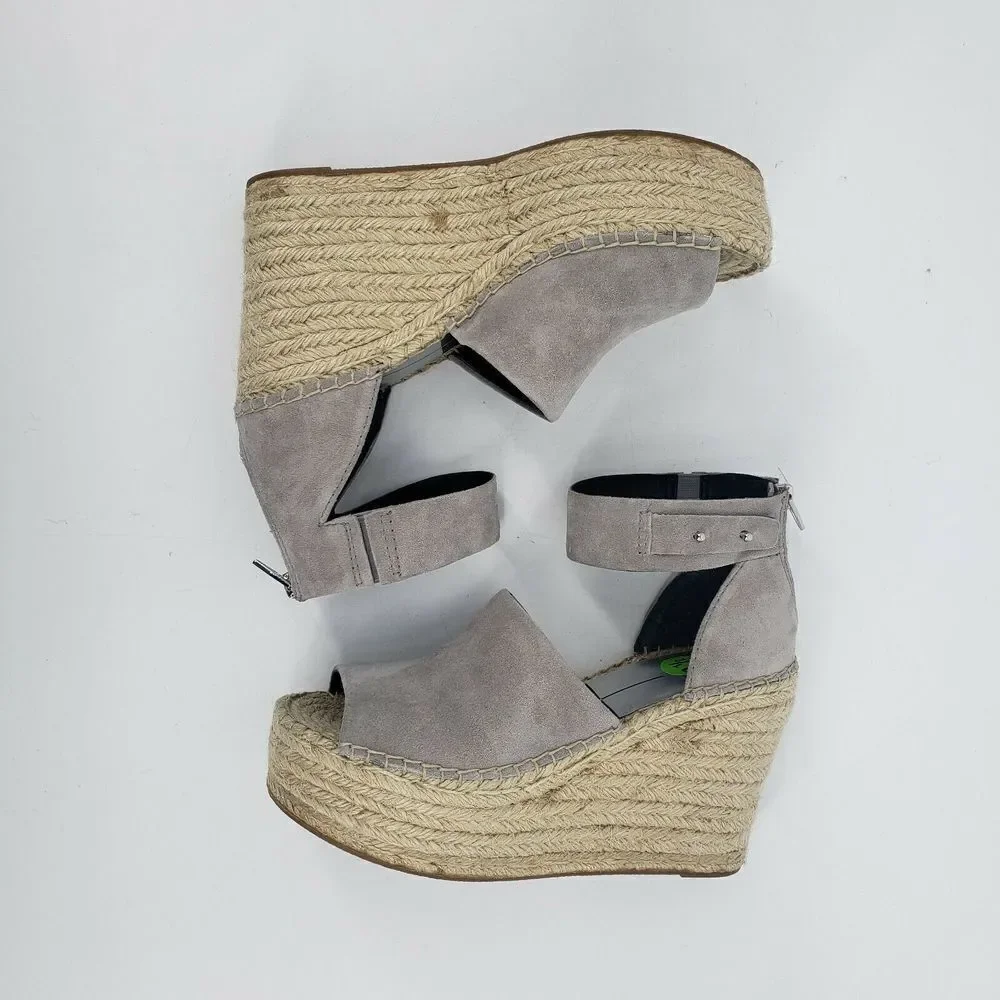 Dolce Vita Espadrille‎ Sandals Gray Suede Platform